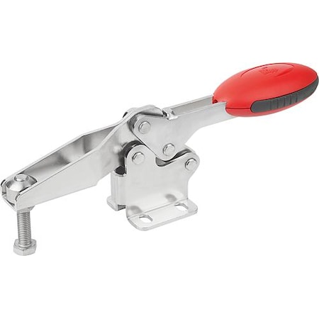 Kipp Horizontal Toggle Clamps with flat foot and adj. spindle, stainless K0660.105003